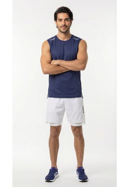 Camiseta Deportiva Azul Manga Sisa Para Hombre