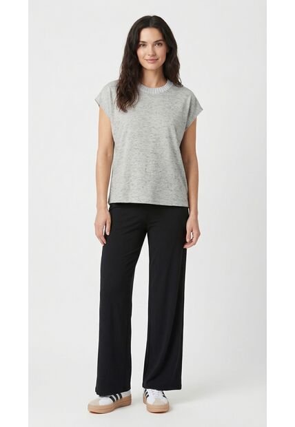 Camiseta Gris Manga Corta Para Mujer