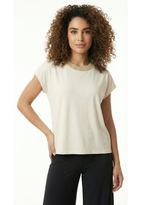 Camiseta Manga Corta Con Cuello Tejido