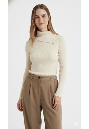 Camiseta Manga Larga Ivory Cuello Alto Mujer