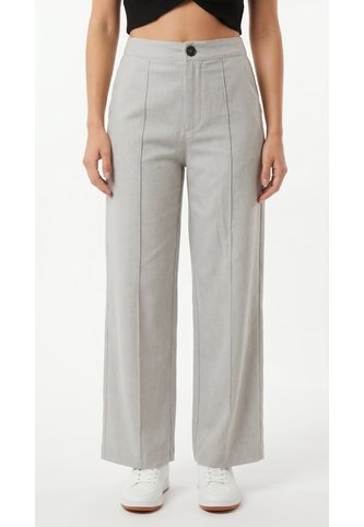 Pantalón Gris En Lino Para Mujer Belife