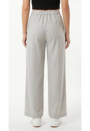 Pantalón Gris En Lino Para Mujer