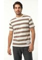 Camiseta Ivory A Rayas Café Manga Corta Para Hombre de Belife