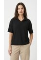 Polo Negra Manga Corta Para Mujer de Belife