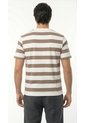 Camiseta Ivory A Rayas Café Manga Corta Para Hombre de Belife