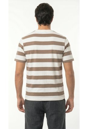 Camiseta Ivory A Rayas Café Manga Corta Para Hombre