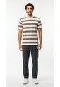 Camiseta Ivory A Rayas Café Manga Corta Para Hombre de Belife