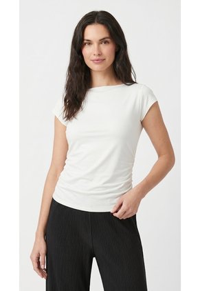 Camiseta Blanca Manga Sisa Para Mujer