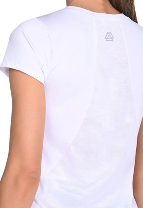 Camiseta Manga Corta Blanca En Poliéster Para Mujer