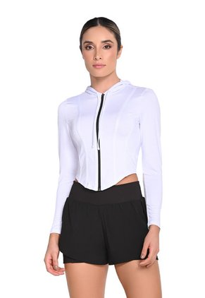 Buzo Con Cortes Decorativos Blanco En Poliéster Para Mujer