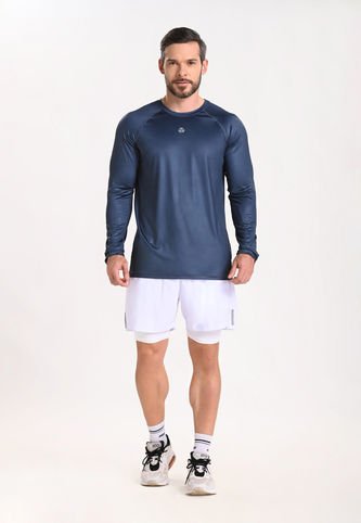 Camiseta Manga Larga Azul Para Hombre Belife