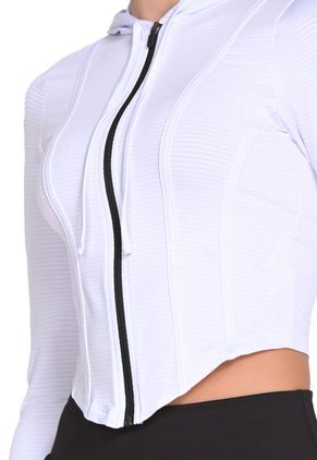 Buzo Con Cortes Decorativos Blanco En Poliéster Para Mujer