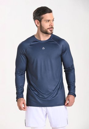 Camiseta Manga Larga Azul Para Hombre