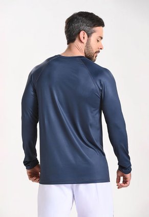 Camiseta Manga Larga Azul Para Hombre