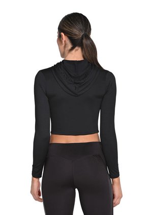 Buzo Con Cortes Decorativos Negro En Poliéster Para Mujer