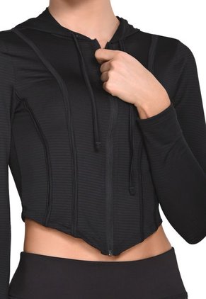 Buzo Con Cortes Decorativos Negro En Poliéster Para Mujer