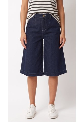 Bermuda Amplia Azul índigo Para Mujer Belife