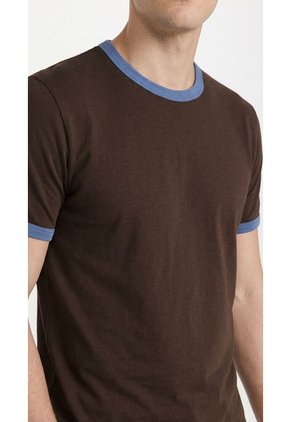 Camiseta Café Con Contraste Azul Para Hombre