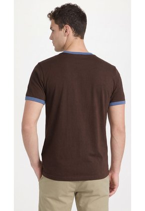 Camiseta Café Con Contraste Azul Para Hombre
