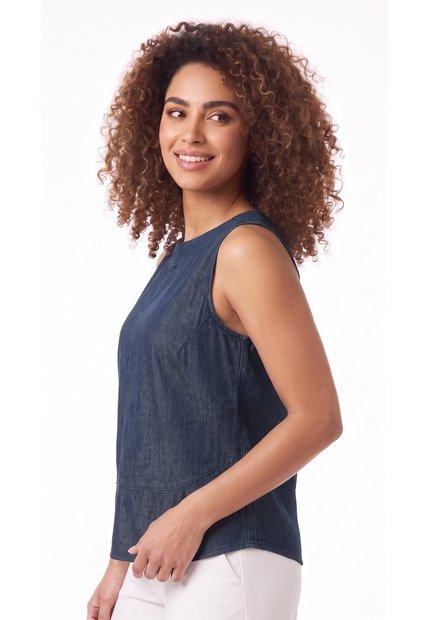 Blusa Azul índigo Manga Sisa Para Mujer