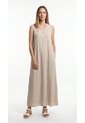 Vestido Largo Arena Con Cuello Nerú Para Mujer de Belife