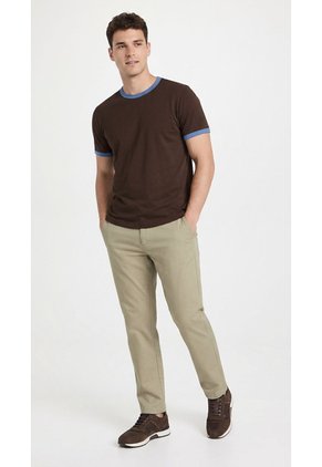 Camiseta Café Con Contraste Azul Para Hombre