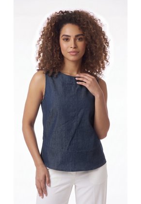 Blusa Azul índigo Manga Sisa Para Mujer