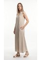 Vestido Largo Arena Con Cuello Nerú Para Mujer de Belife