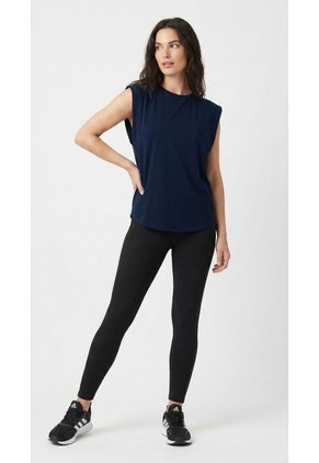 Camiseta Azul Oscuro Manga Sisa Amplia Para Mujer