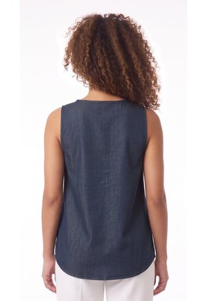 Blusa Azul índigo Manga Sisa Para Mujer