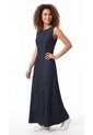 Vestido Largo Azul índigo Manga Sisa Para Mujer de Belife