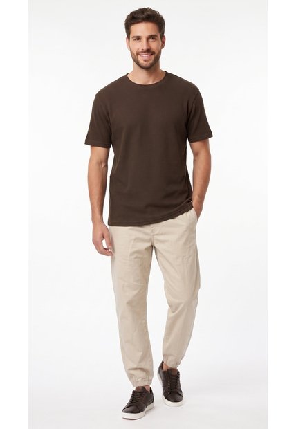 Camiseta Café Texturizada Para Hombre