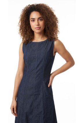 Vestido Largo Azul índigo Manga Sisa Para Mujer