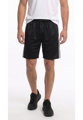 Pantaloneta Deportiva Negra Con Bloque Gris Para Hombre