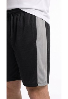 Pantaloneta Deportiva Negra Con Bloque Gris Para Hombre