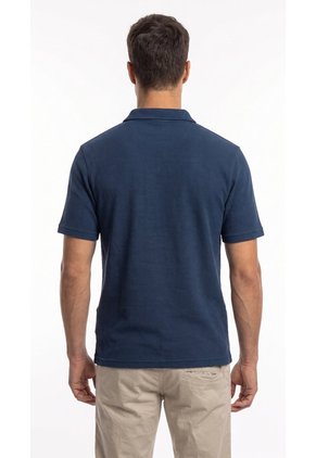 Polo Azul Oscuro Texturizada Para Hombre