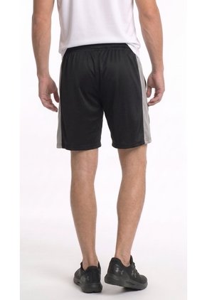 Pantaloneta Deportiva Negra Con Bloque Gris Para Hombre