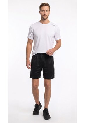 Pantaloneta Deportiva Negra Con Bloque Gris Para Hombre