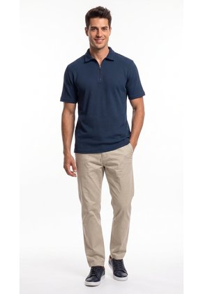 Polo Azul Oscuro Texturizada Para Hombre