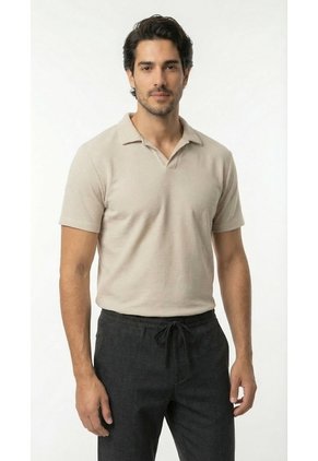 Camiseta Polo Café Cuello Cubano Para Hombre