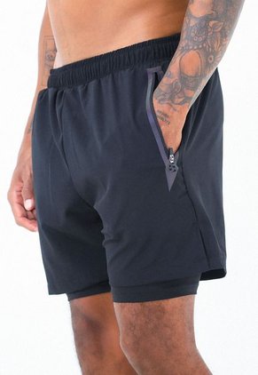 Pantaloneta Deportiva Negra Con Reflectivos Para Hombre Belife