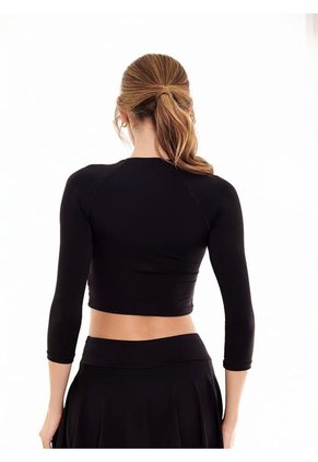 Camiseta Deporta Negra Manga Larga Para Mujer Belife