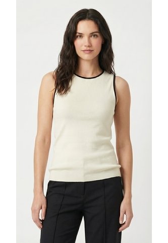 Camiseta Manga Sisa Ivory Para Mujer Con Contrastes Negros Belife