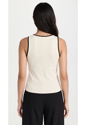 Camiseta Manga Sisa Ivory Para Mujer Con Contrastes Negros