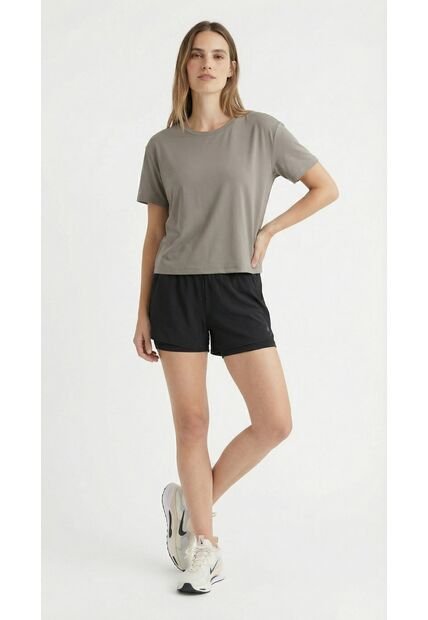 Short Deportivo Negro Con Ciclista Interno Para Mujer