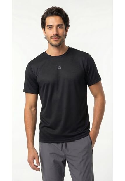 Camiseta Deportiva Negra Manga Corta Para Hombre