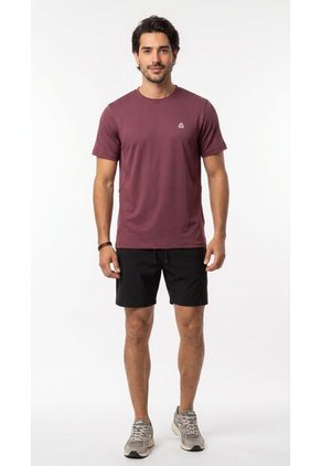 Camiseta Deportiva Burgundy Manga Corta Para Hombre