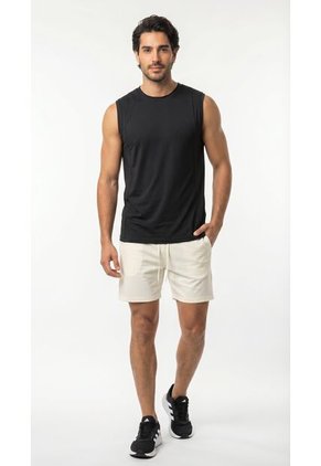 Camiseta Deportiva Negra Manga Sisa Para Hombre