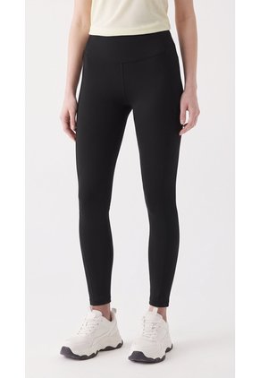 Leggings Deportivos Negros Con Rib Para Mujer