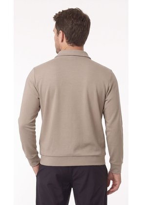 Buzo Taupe Con Cierre En Cuello Para Hombre